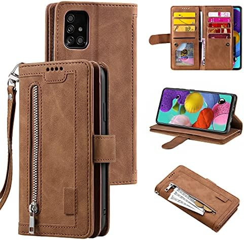 Wallet Case for Samsung Galaxy A53 5G, Retro 9 Card Holder Slots Zipper Pocket H