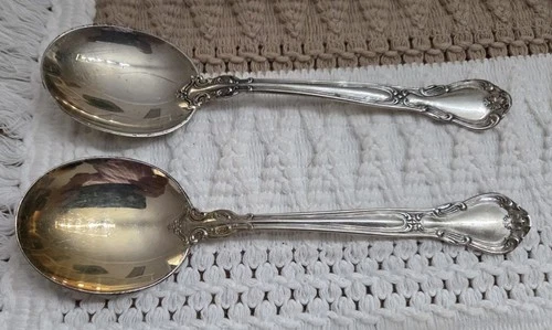 2-Chantilly by Gorham Sterling Cream/ Round Soup Spoon 6.25" TWO!