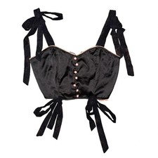Pretty Damage Black Lace Tie Corset Crop Coquette Gothic Regency Whimsigoth L