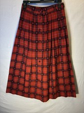 VTG Susan Bristol Plaid Skirt Tartan 8 Button Front Cottagecore Pleated Pockets
