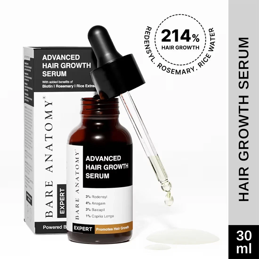 Bare Anatomy Advanced Hair Growth Serum 3% Redensyl + 4% Anagain (30ml)