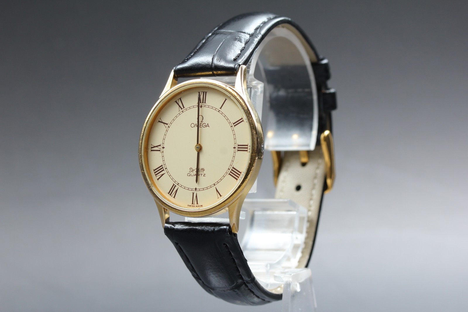 Vintage 1980 OMEGA De Ville Cal.1365 Ref.191.0130.1 Gold Roman Quartz Mens Watch image 3