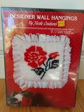 Vintage 1985 Nicole Creations Latch Hook Kit Wall Hanging 1710 12  x12  New Rose
