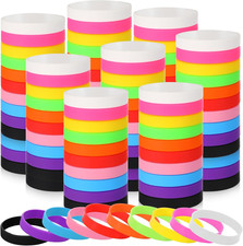 50 Pcs Plain Silicone Rubber Bracelets Elastic Rubber Wristbands Blank Colored B