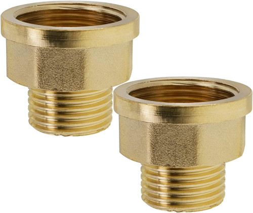 2 Pack Brass Pipe Fittings, 1/2" to 3/4" Pipe Reducer 1/2" Male x 3/4" Female