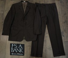Jos A Bank Mens Brown Size 43L 2PC Suit 100 Wool Jacket/Pleated Pants 38X33