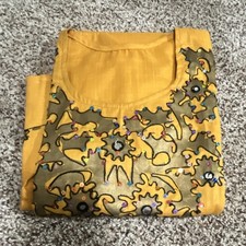 Yellow Cotton kurta for Women with Embroidered Neckline