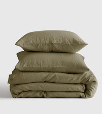 New Quince Full Queen Linen Duvet Cover Set Shams Aloe