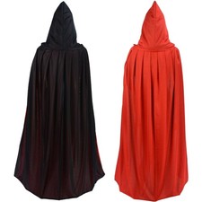 Reversible Black Red Hooded Cloak - Vampire Witch Costume for Halloween