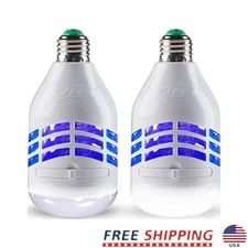 LED Insect Killer Light Bulb Electric Bug Zapper Indoor Outdoor 2 Count 3W UV US