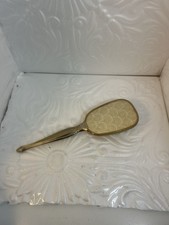 Vintage Vanity Dresser Handheld Hair Brush Gold Plated Leaf Pattern