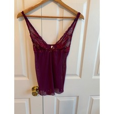 Simply Vera Vera Wang Plum Purple Lace Mesh Chemise Nightgown Large 21857