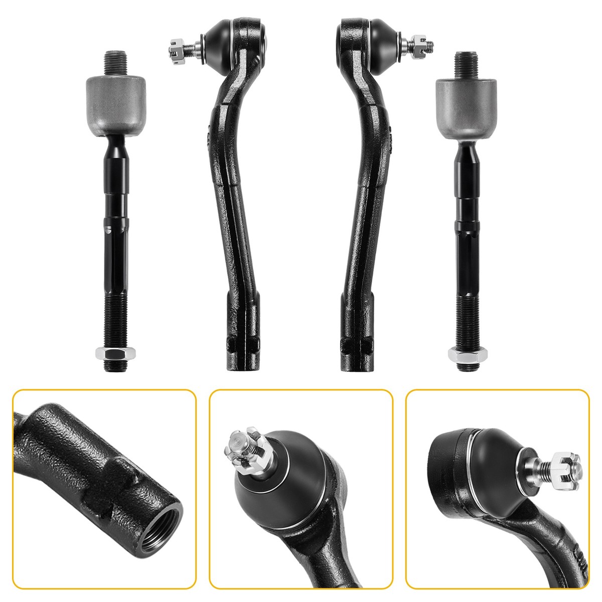 4pc Front Inner & Outer Tie Rod End Kit for Hyundai Azera Kia