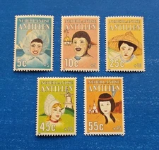 Netherlands Antilles Stamps, Scott B234-B238 MNH with Toning