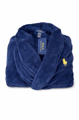Polo Ralph Lauren Plush Fleece Robe Navy S/M NWT Pony Sleepwear