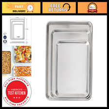 3-Piece Aluminum Baking Sheet Set - Commercial Quality, Warp-Resistant, USA Made