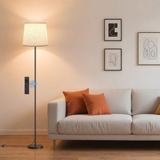 Dimmable Floor Lamp with Linen Shade for Living Room Dimmable LED Standing Lamp