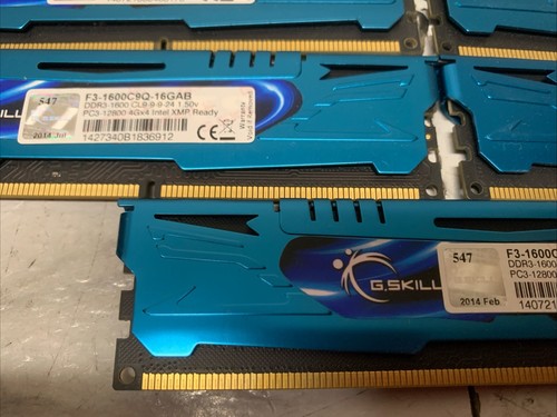 Lot Of 15 F3-1600C9Q-16GAB G.Skill ARES Blue 16GB Kit (4X4GB) DDR3-1600MHz - Picture 5 of 9