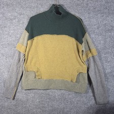 Zara SRPLS Sweater Women's Large Colorblock Turtleneck Wool Blend Made in Italy