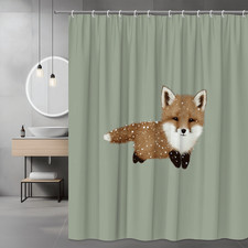 Fox Shower Curtain Sage Animal Graphic