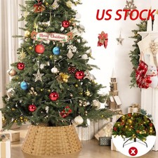 Christmas Tree Collar 27 Inch for 7.5 ft Tree Woven Hyacinth 4 Pcs Rattan