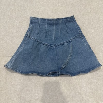 Isabel Marant Blue Dimenia Wrap Effect Mini Skirt Women's 36 Chic Boho Coquette
