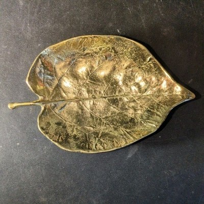 OSKAR JW HANSEN METAL CRAFTERS LINDEN LEAF DISH, Cast Brass, 5 1/2'', 1964