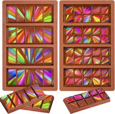 2pcs Holographic Chocolate Molds Silicone Holographic Chocolate Bar Mold with...