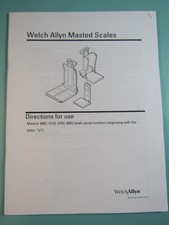 Welch Allyn Masted Scales Directions For Use Manual Models 5002 5122 5702 6002