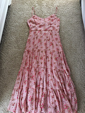 Trixxi Pink Floral Smocked Strappy Maxi Dress Sweetheart Neckline Size L