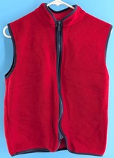 L.L. Bean Vintage Fleece Vest Red Full Zip Size Youth Large GUC