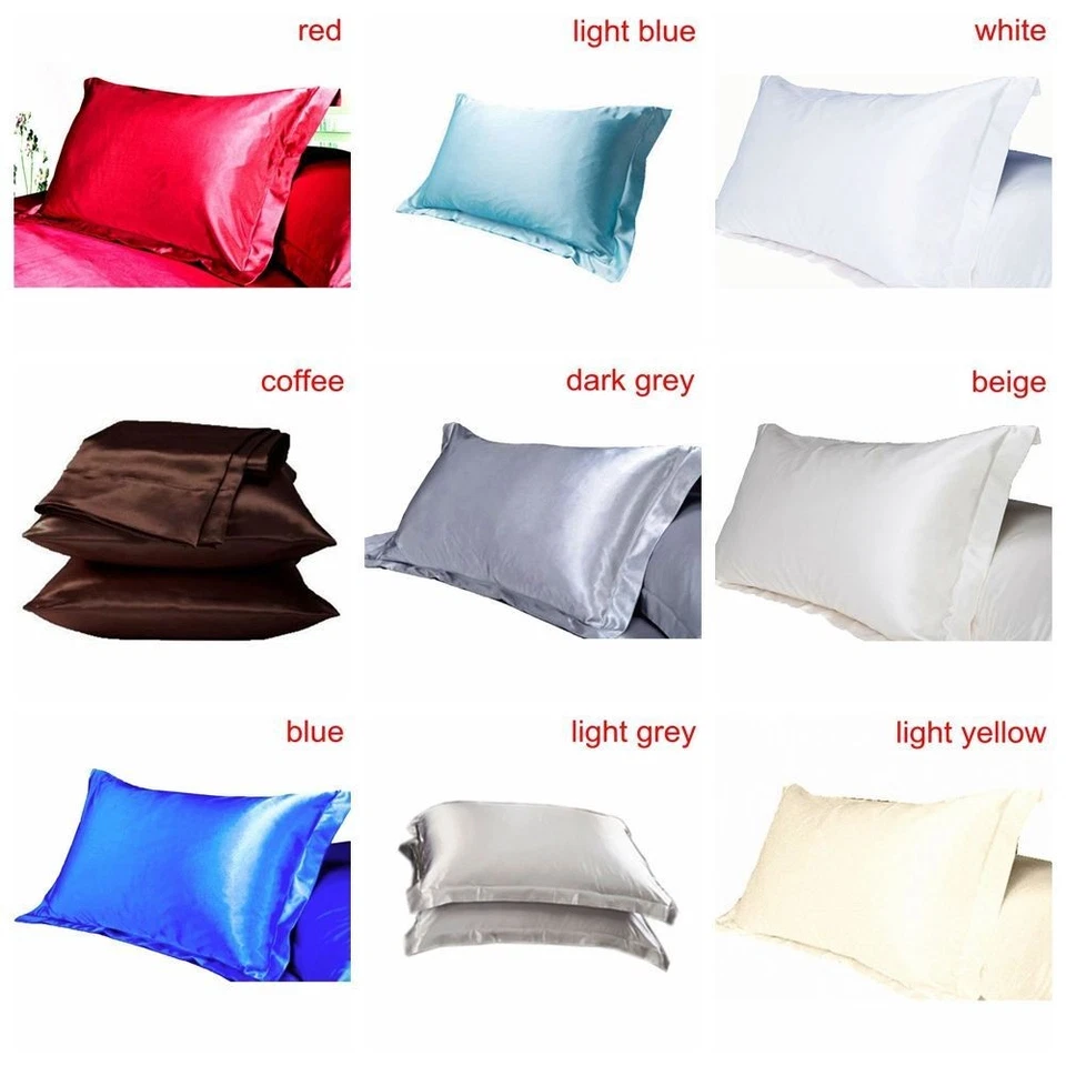 Colors Bedroom Decor Imitation Silk Pillow Case Satin Pillowcases Cushion Cover - image 3 of 4
