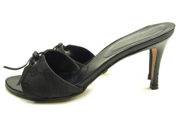 GUCCI Sandals #38C GG Canvas Black Canvas x Leather GUCCI t1316s Brand High Bran thumbnail 3