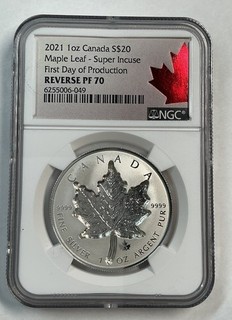 2021 CANADA SUPER INCUSE SILVER MAPLE LEAF 1OZ REV. PR70 NGC FDOP