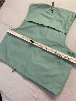 World Famous Deluxe Fishing Vest Men's L Green Vintage 70's