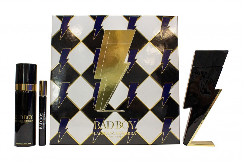 Carolina Herrera Bad Boy Gift Set 100ml EDT + 10ml EDT + 100ml Deodorant Spray