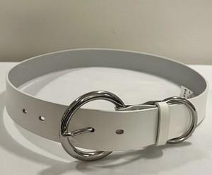 Vintage White Leather Double Ring Belt Statement Minimalist L Vintage White Skinny Leather Belt, Minimalist - Etsy main image 2