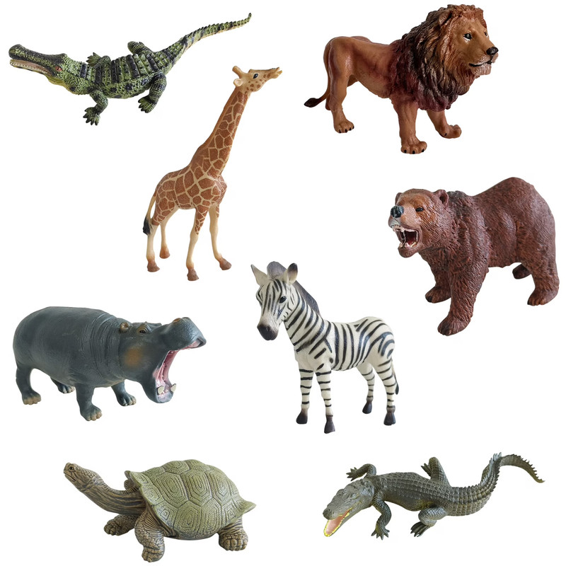 Animal Quest: Zoo Animals - 8 Piece Set, Toy Figurine Collection, Posed Wildlife