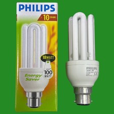1x 18W (=100W) Philips Low Energy Power Saving CFL Stick Light Bulbs BC B22 Lamp