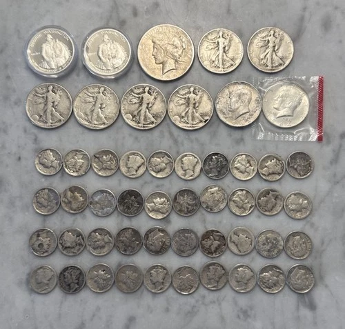 $10 Face Value 90% Silver Peace, Walking Liberty, Mercury Dime, Proof, & More