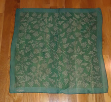 Vintage Vera Teal Floral Sheer Square Scarf 25"
