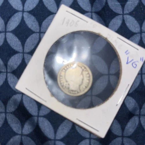 1908 D Liberty Head "Barber" Silver Dime 10¢ VG - Very Good