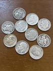 10 Silver Dimes 90% Junk Silver Lot – Mercury & Roosevelt – $1 Face – 0.723 oz