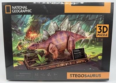 National Geographic 3D Puzzle Stegosaurus Cubic Fun 62 Pieces No Glue New