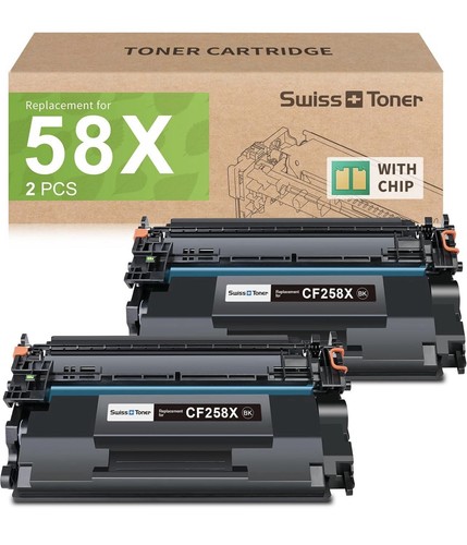 58X CF258X Black Toner Cartridge 2 Pack w/ Chip Compatible for M404 ...