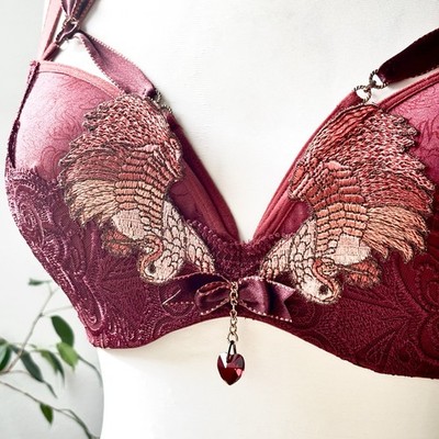 Marlies Dekkers Balconette Strap Cage Push Up Bra 32DD Red Wings Luxury Lingerie