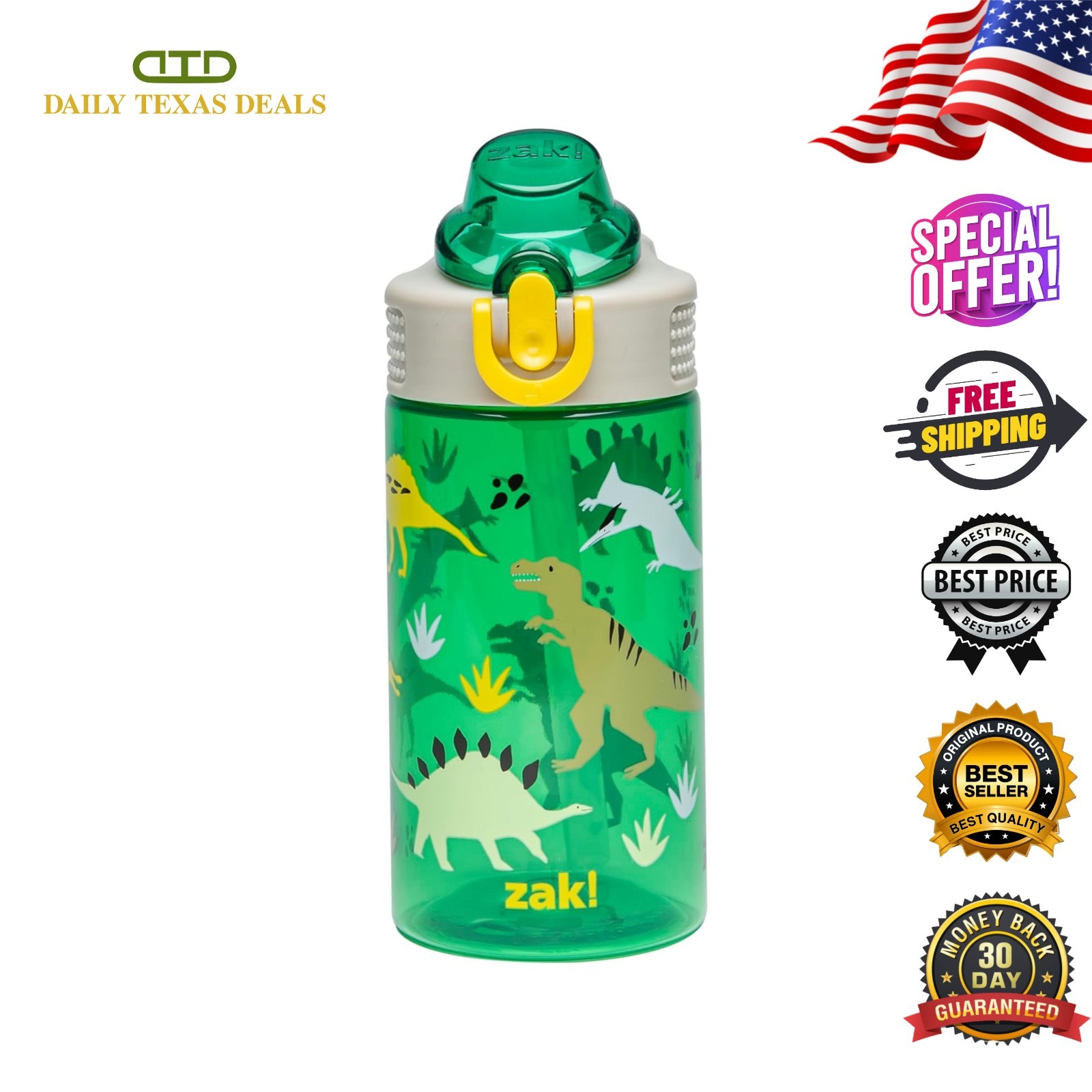 Disney SuperKitties Kids Water Bottle 16oz Leak-Proof Straw Cup
