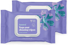 Yoga Mat Cleaning Wipes (Lovely Lavender), 2 Pouches (30 Wipes Each) - No Slippe