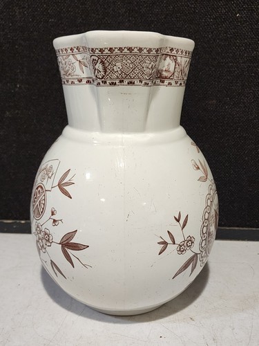 RARE- LARGE THOMAS HUGHES & SON SITKA SHIPS BROWN TRANSFERWARE 11" JUG PITCHER - Picture 5 of 9