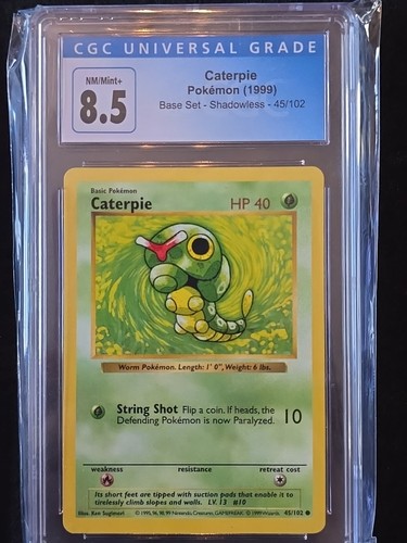 Caterpie (Shadowless) graded CGC 8.5 for sale on eBay